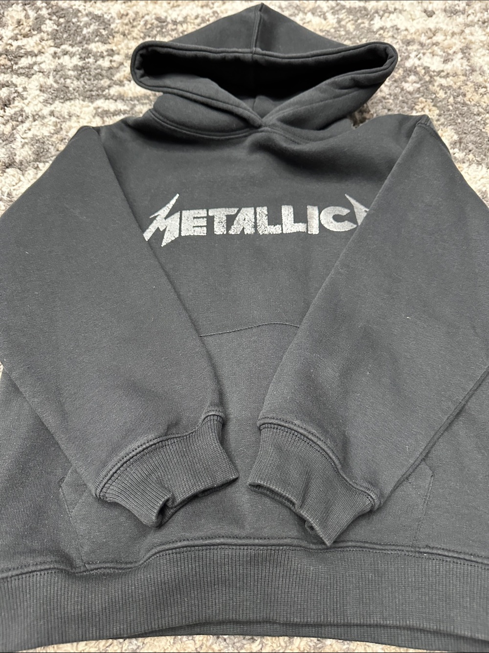 Zara Metallica Black Logo Hoodie Kid’s sz. 8-9 - Picture 4 of 7